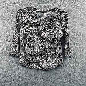Womens Boho Pullover Top XS Abstract Geometric Patchwork Artsy‎ Indie Everyday